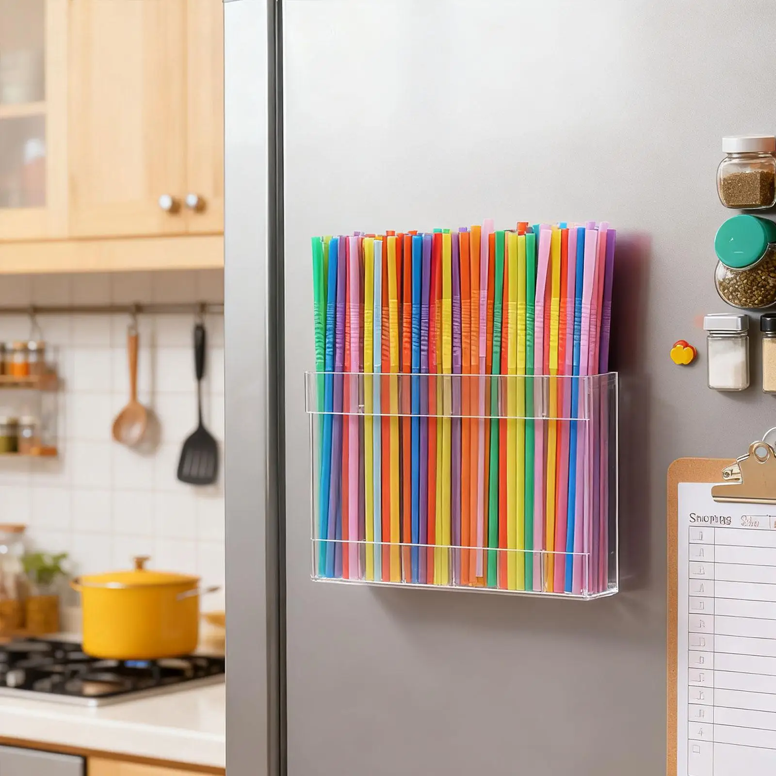 Kitchen Cabinet Organizer Straws Holder Reusable Plastic Drawer Storage Dispenser for Restaurants Cafes and Homes