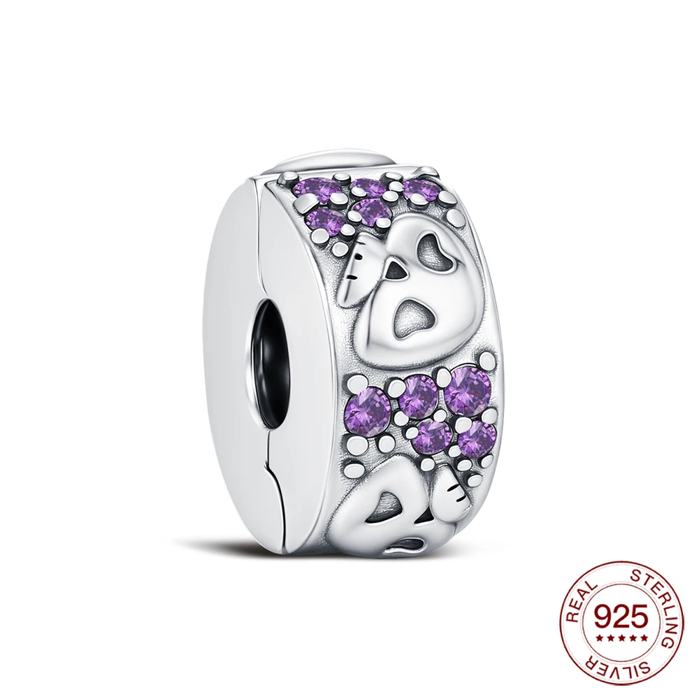 

2025 925 Sterling Silver Halloween Charm Purple Skull Tab Buckle For Women Men Make DIY Bracelet Party Jewelry Gifts
