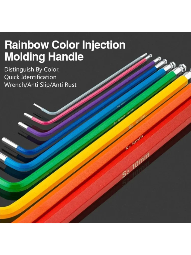 AliExpress NONE Allen Key Sets 9 PCS Hexagon Spanner Colorful Universal Hex Wrench Screwdrivers Six-Lens Ball Keys Hand Tools for Bicycle Repair