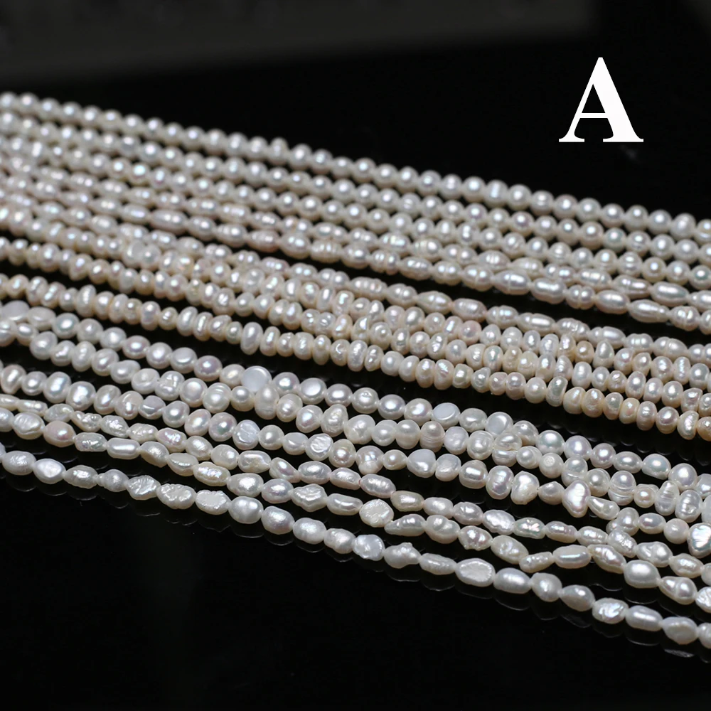 

3-4mm Natural Freshwater Pearl Beads Two sided Light Pearl Loose Spacer Beaded for Making DIY Necklace Bracelet Accessories 36cm