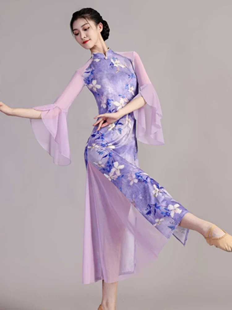 Costume da ballo cheongsam di danza classica costume da spettacolo di danza in stile retrò