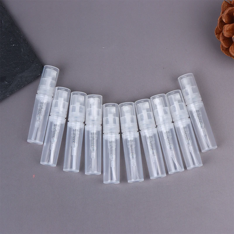 10 قطعة 2/3/5 مللي زجاجة عطر فارغة من البلاستيك الشفاف الصغيرة القابلة لإعادة الملء زجاجة رذاذ حاوية رذاذ النساء زجاجات عطر السفر