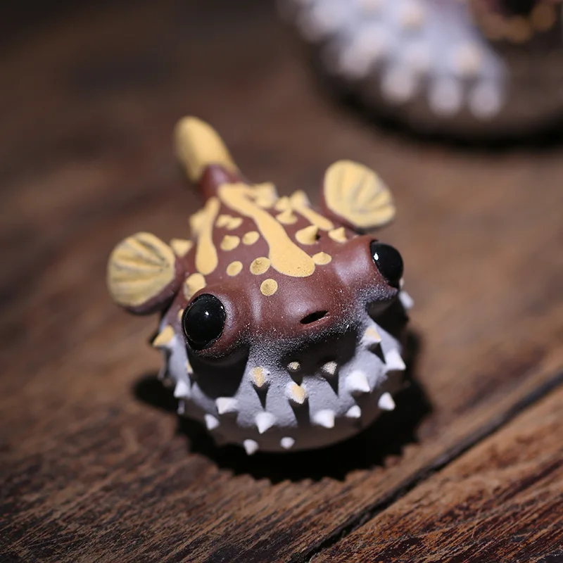 Tea Pet Puffer Fish Ornaments Creative Marine Goldfish Tea Favorite Ornaments Kung Fu Tea Set Table Decoration Home Tray