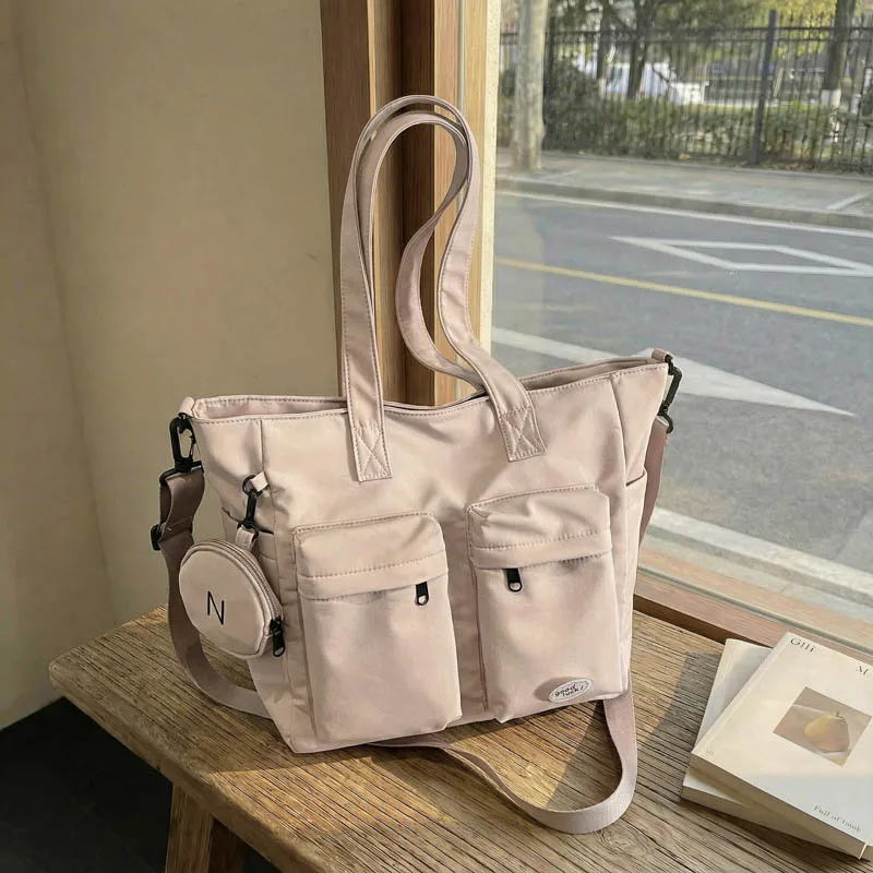 

Новая весенняя нейлоновая сумка-тоут для женщин, функциональная сумка с несколькими карманами, модная и универсальная сумка через плечо, большая вместимость