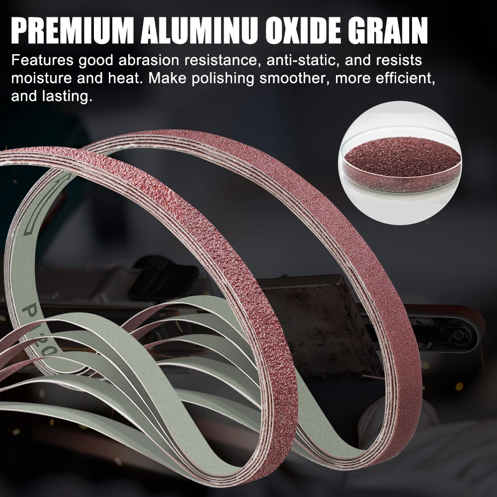 Sanding Belt 10pcs 452x15mm Grit P60 120 240 400 600 Angle Grinder Sander Sanding Bands for Wood Soft Metal Polishing