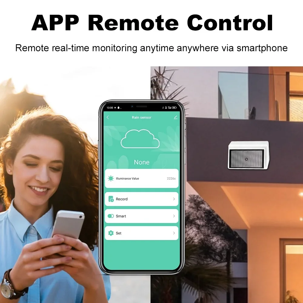 Tuya Smart Zigbee Raindrop Detection Sensor IPX4 with Light Sensor Outdoor Waterproof Rainwater Detector for Outdoor Automation