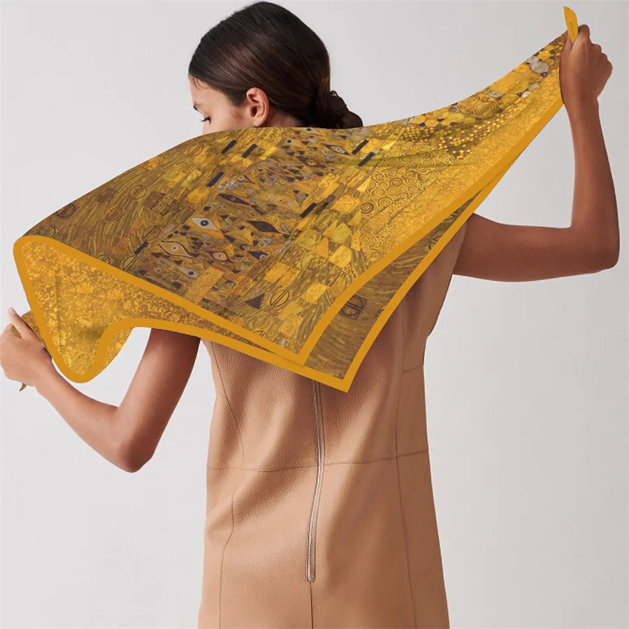 New Design Shawl Madame Adele Printed Silk Scarf Square Scarves Lady Wraps Kerchief Woman Neck Shawl Wraps Echarpes Hijabs 90CM