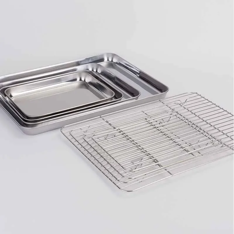 Baking Tray with Removable Cooling Rack Set Stainless Steel Baking Pan Sheet Non Toxic , Used for Oven, BBQ Tray Dishwasher Safe