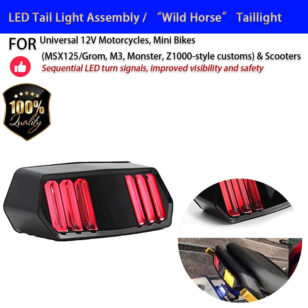 For Motorcycle MINI MSX125 M3 Wild Horse LED Tail Light Brake Turn Signal Integrated 12V Accesorios Moto Accessori Moto