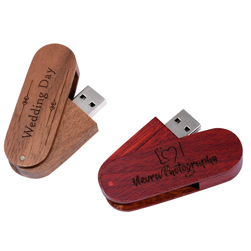 Free Custom Logo Wooden USB 2.0 Flash Drive Portable Photography Gift Pen Drive Real Capacity With Key Chain Memory Stick 64GB