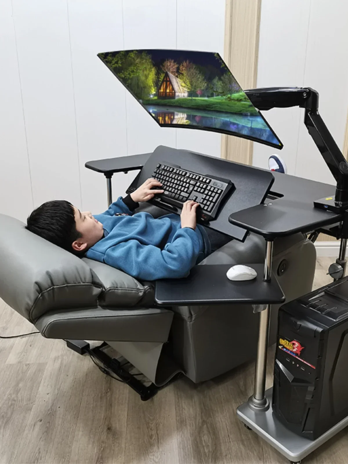 folding sit-stand desk, lazy table, gaming chair, desktop computer desk