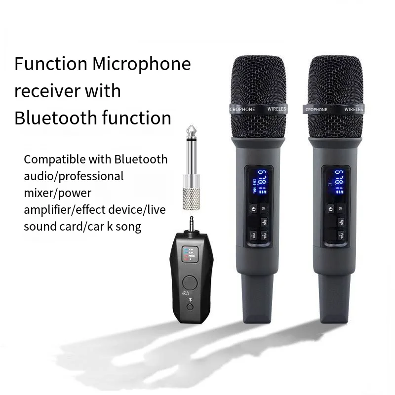 

Wireless Microphone 2 Channels UHF Professional Handheld Mic Micphone for Party Karaoke Church Show Meeting 50 Meters Distance