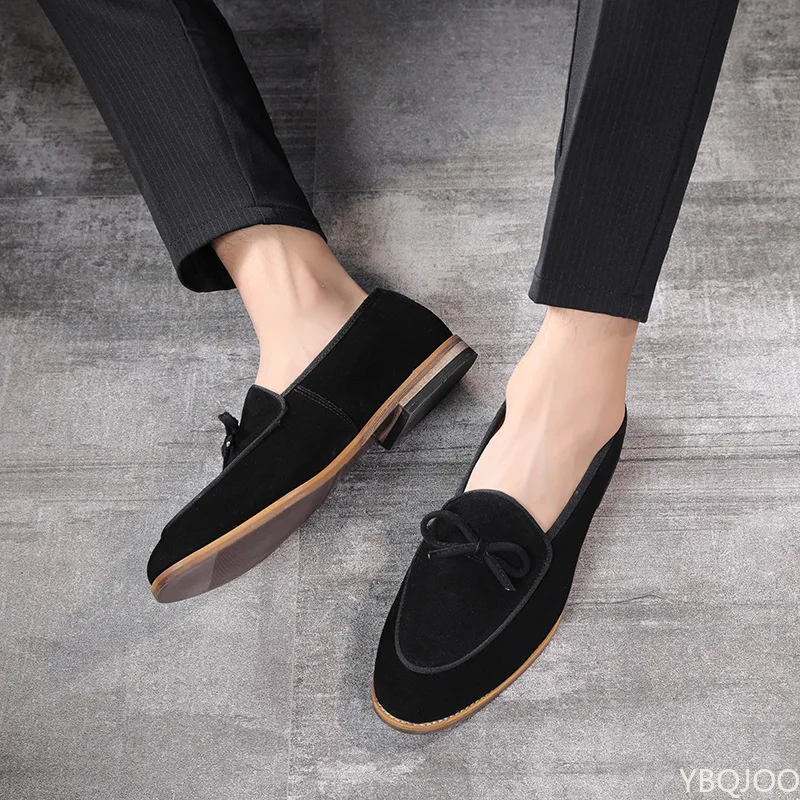 Suede Leather Men Loafer Shoes Fashion Male Shoes Casual Shoes Man Party Wedding Footwear Big Size 37-47