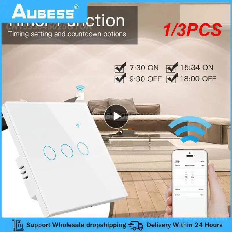 

1/3PCS Tuya WIFI EU US Smart Touch Switch 1/2/3/4 Gang Light Switch Smart Life Remote Control Work With Alexa Home Alice