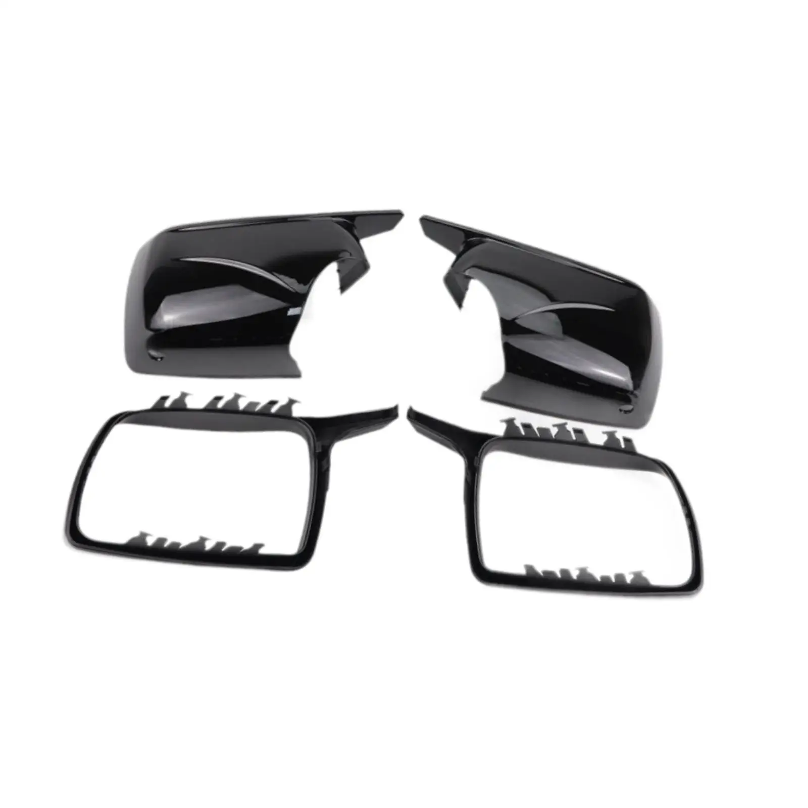 

4 Pieces Rearview Mirror Cover Black Side Mirror Cover for BMW x5 99-06