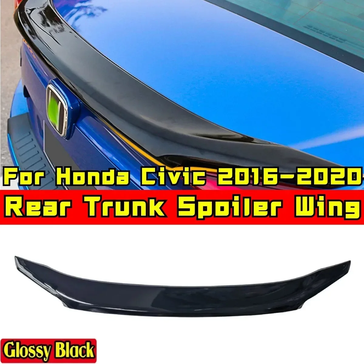 Civic spoiler traseiro do carro de fibra de carbono olhar esporte estilo traseiro tronco asa corpo kit para honda civic 10th gen 2016-2020 acessórios do carro