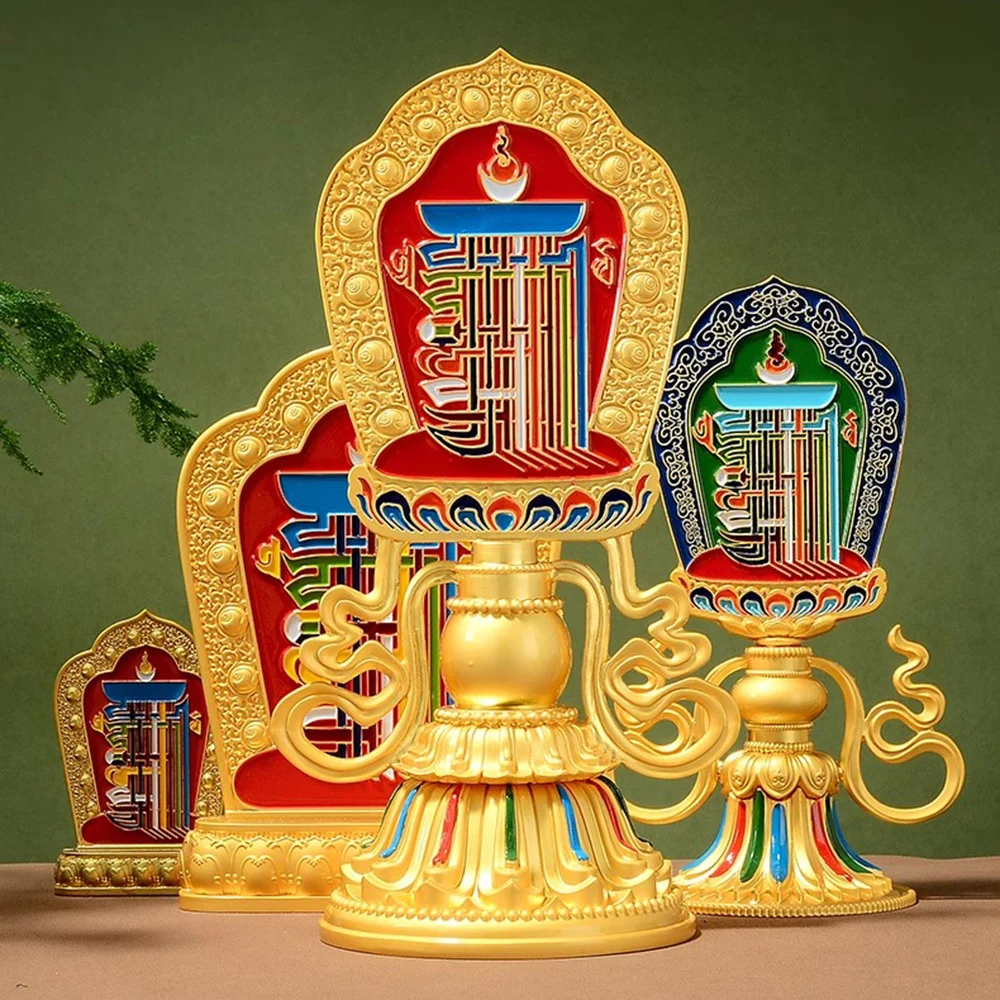 Alloy Painted Tenfold Symbol of Self-Existence Ornament, Manjushri Nine Palaces Bagua with 12 Zodiac , Auspicious Lotus Decor