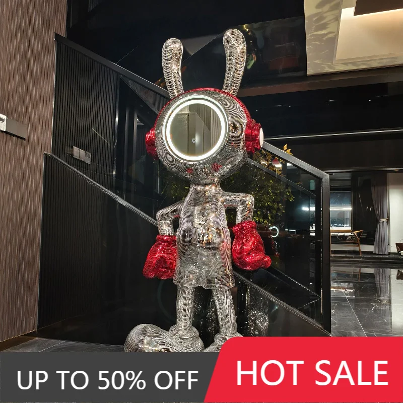 Rabbit Sculptures With Light Groot Luxury Creative Modern Ornaments Aesthetic Art Funny Ornament Bar Home Decoration Crafts