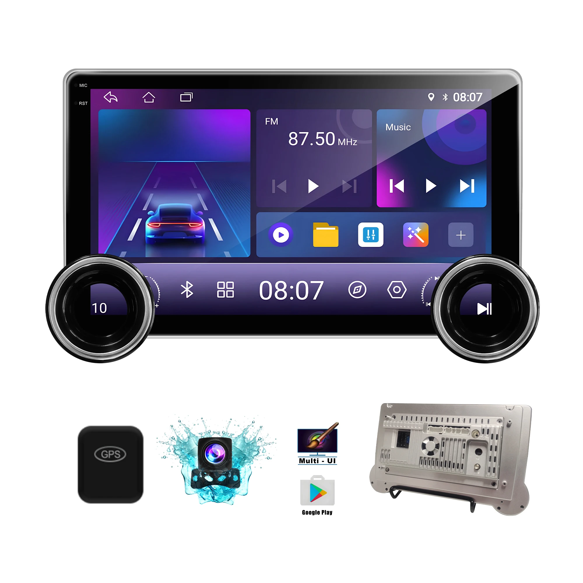 

Multimedia Car Android Auto Double Knob 2 Din Android 10.1 Inch Auto Universal MP5 Player Touch Screen Car Radio Android