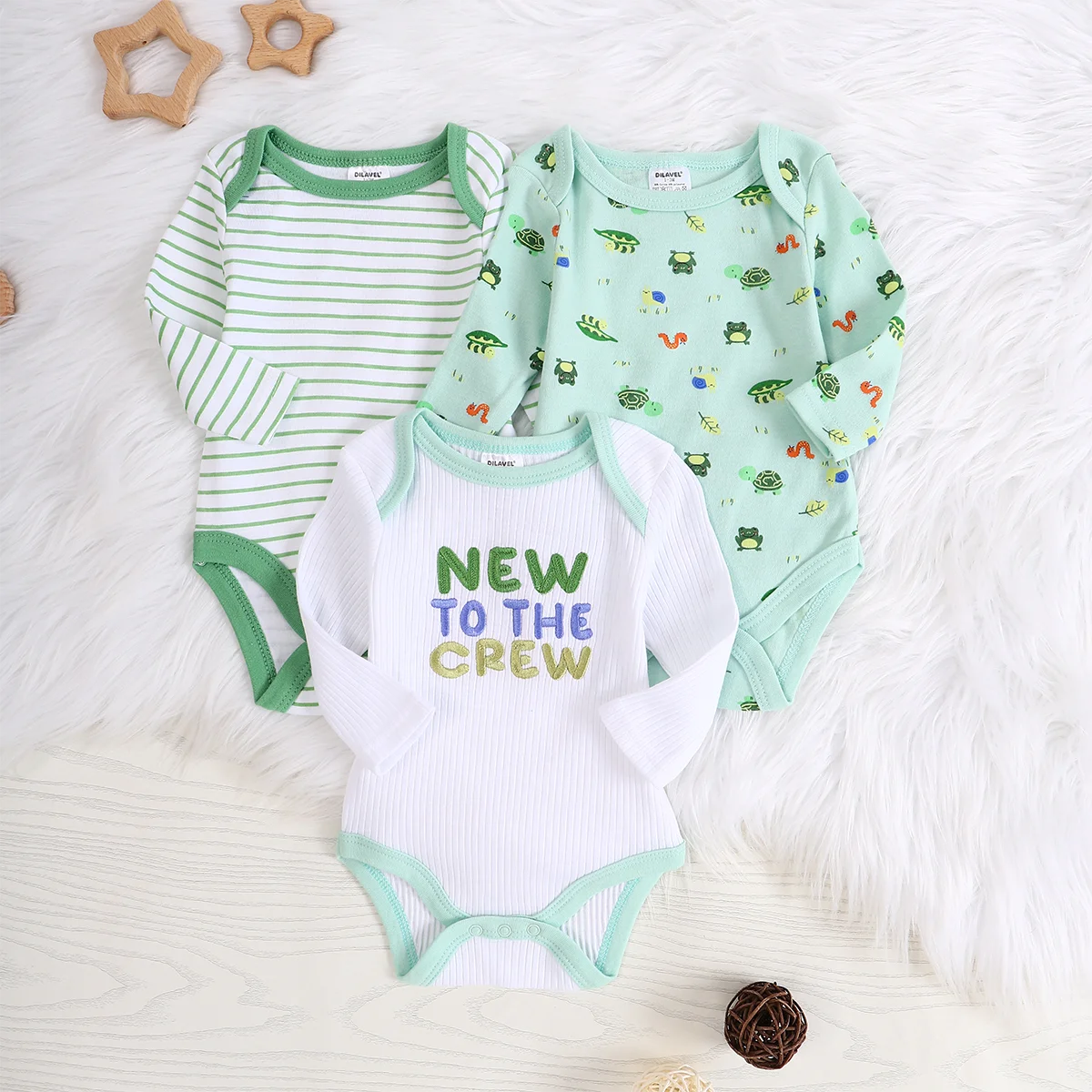 Baby-Strampler für Jungen, 3-teilig, neuer Stil, Babykleidung für Frühling/Herbst, langärmeliger Strampler aus Baumwolle, geeignet für 0-9 Monate
