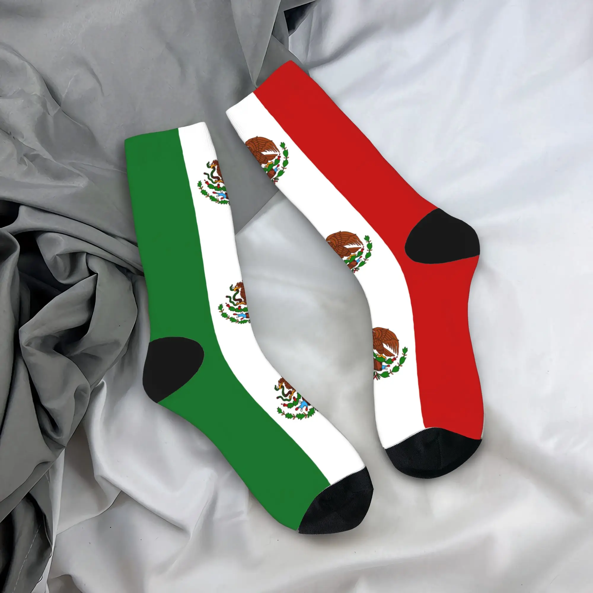 

Mexico FLAG Socks Design Stockings Anti Sweat Men's Socks Breathable Autumn Retro Running Socks