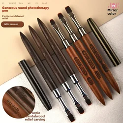 1pcs Large Flat Head UV Gel Nail Brush with Cover, Purple Sandalwood Handle for Nail Salon, Nail Art Tool Acrylic Nails Brush