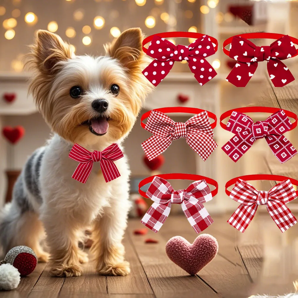 

10/30/50PCS Valentine's Day Dog Collar Red Style Dog Bow Ties Pet Supplies Small Dog Bowties Fashion Necklace Pet Accessories