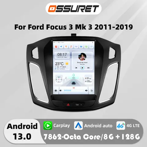 9,7 "7862 Carplay Android 13 Auto radio de coche para Ford Focus 3 MK 3 2011-2019 reproductor Multimedia GPS navi estéreo 4G pantalla unidad principal