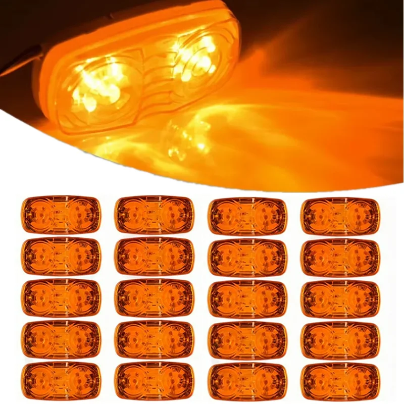 

20PCS Trailer Amber/Red Marker LED Light Double Bullseye 10 Diodes Clearance Light RV Truck Signal Indicator Side Lights