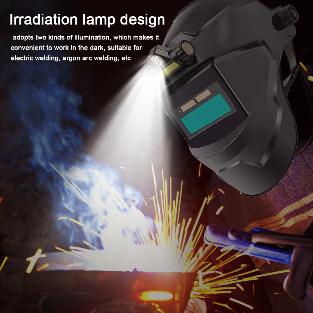 Welding Mask Large View True Color Auto Darkening Welding Facemask 130℃ Temperature Resistant for Arc Welding Grinding Cutting