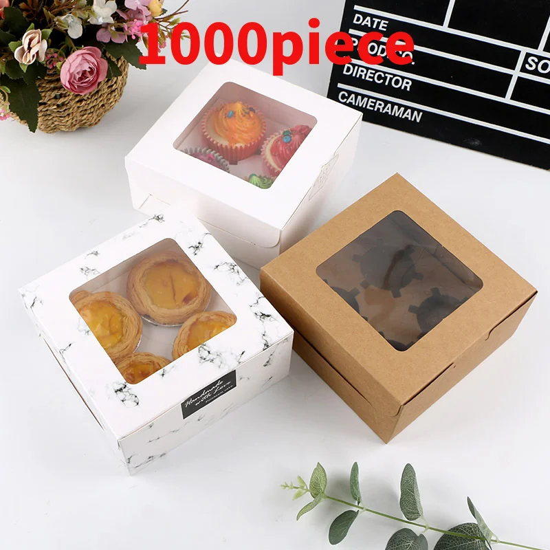 10 00piece.Custom.Disposable Party Eco Friendly Compostable Kraft Bento Paper Boxes Cake