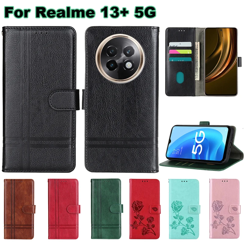 For чехол на Realme 13+ 5G Case Wallet Leather Funda Phone Cover For Carcasas Realme 13 Plus 5G RMX5000 RMX5002 Mujer Etui 6.67