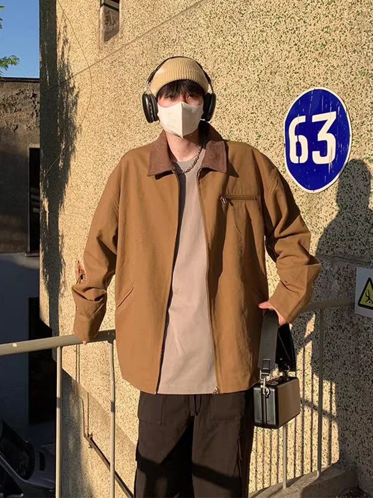 

Весна-Осень Детройт Американский Sle Jaet Мужская винтажная фреска в стиле ретро Модная рабочая одежда Топ на молнии Длинный све Хлопок P...