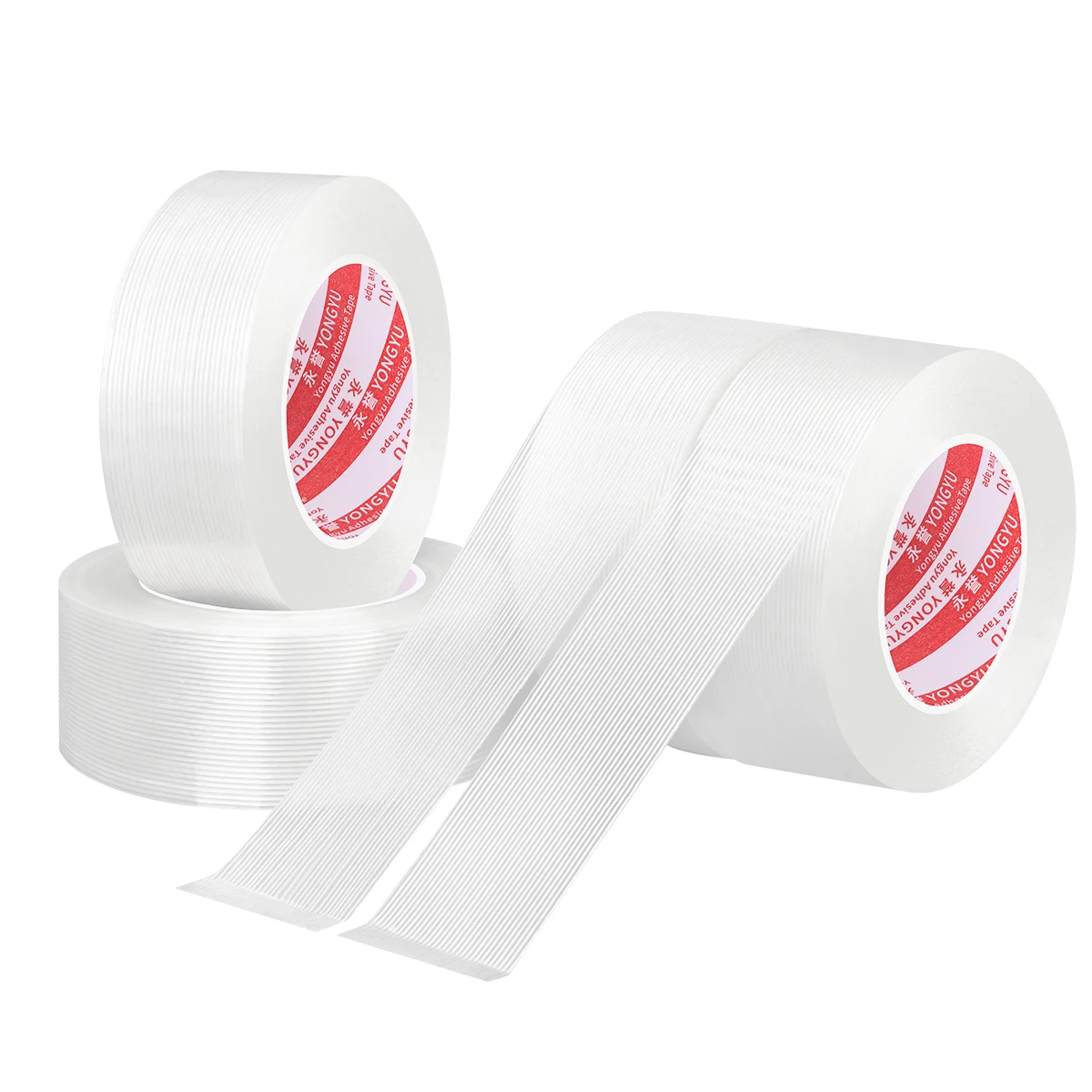 mesh transparent fiber tape, transparent filament reinforced strap tape, suitable for heavy-duty packaging