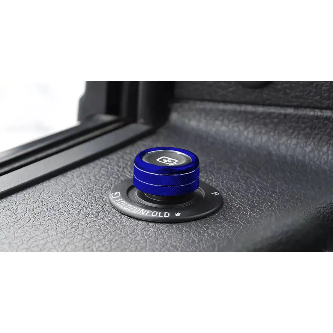 4pcs Blue 4WD Headlight Rearview Mirror Switch Button Trim Knob Ring Cover fit for Ford F-150 2014 2013 2012 2011 2010 2009