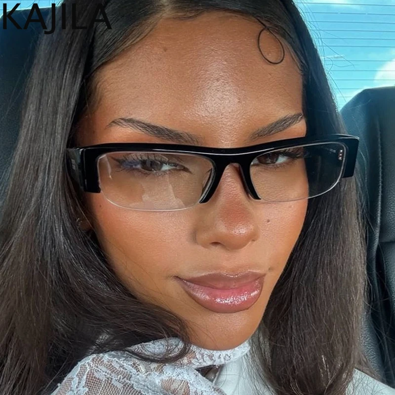 

Vintage Small Frame Rectangle Flat Top Sunglasses Women 2026 Luxury Brand Semi-Rimless Y2K Punk Sun Glasses Retro Eyewear Female