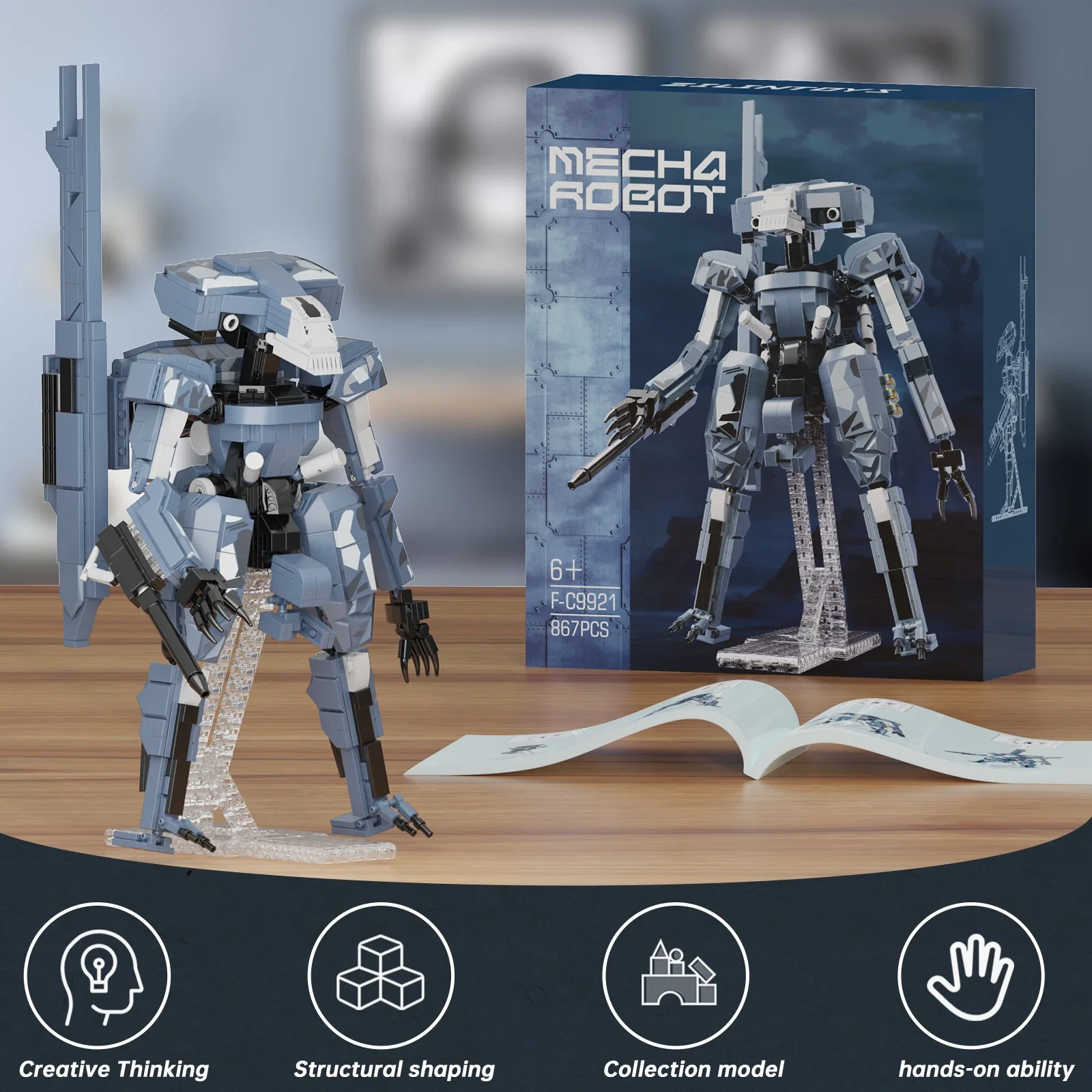 MOC Metal Gear Mech Robot Modello MGS Metalli Solidi Mecha Building Block Set Puzzle fai da te Giocattoli per bambini Regalo di compleanno 867 PZ