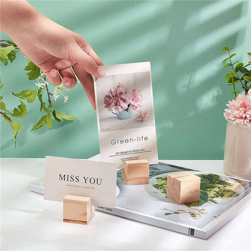 A01F-40Pcs حامل بطاقة الاسم الخشبية رقم الجدول الخشبي تقف حامل بطاقات مكان الخشب الصلب لعلامات الاسم والصور والبطاقات البريدية #3