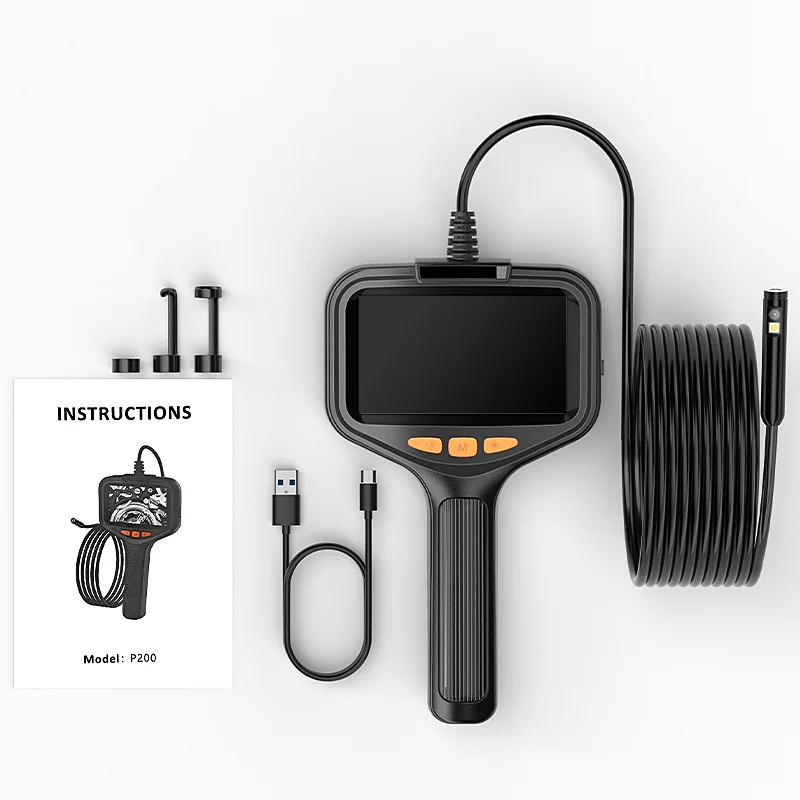 4.3'' Industrial Endoscope Camera 1080P HD 2-50m Rigid Cable Hand-held Waterproof Borescope Camera Split Design Check Car Sewer
