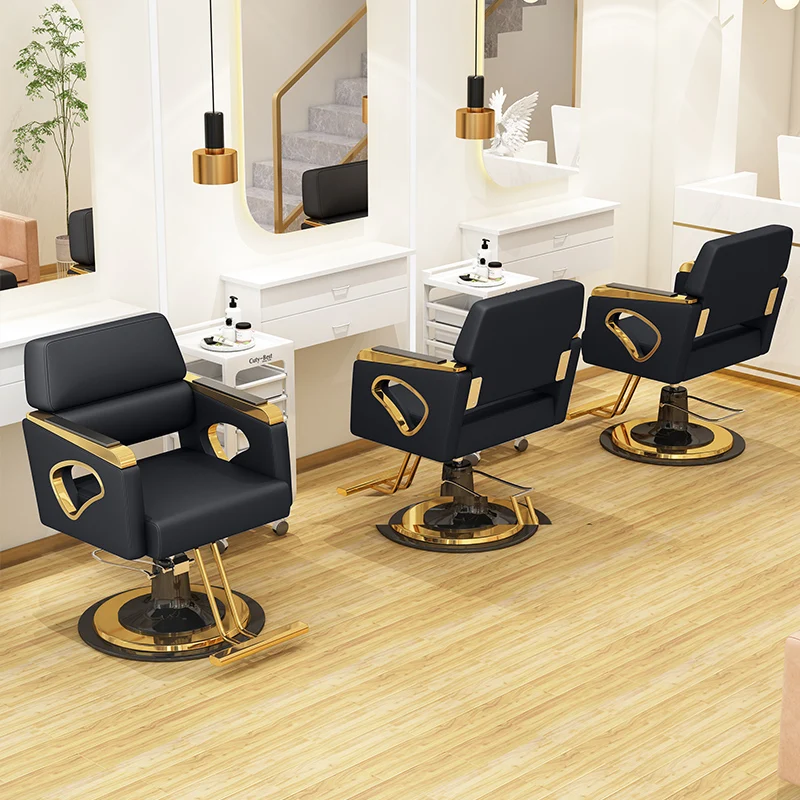 Modern Style Ergonomic Adjustable Salon Chair Stainless Steel PU Leather Haircut Perm Dyeing Barber Chair for Barber Shops