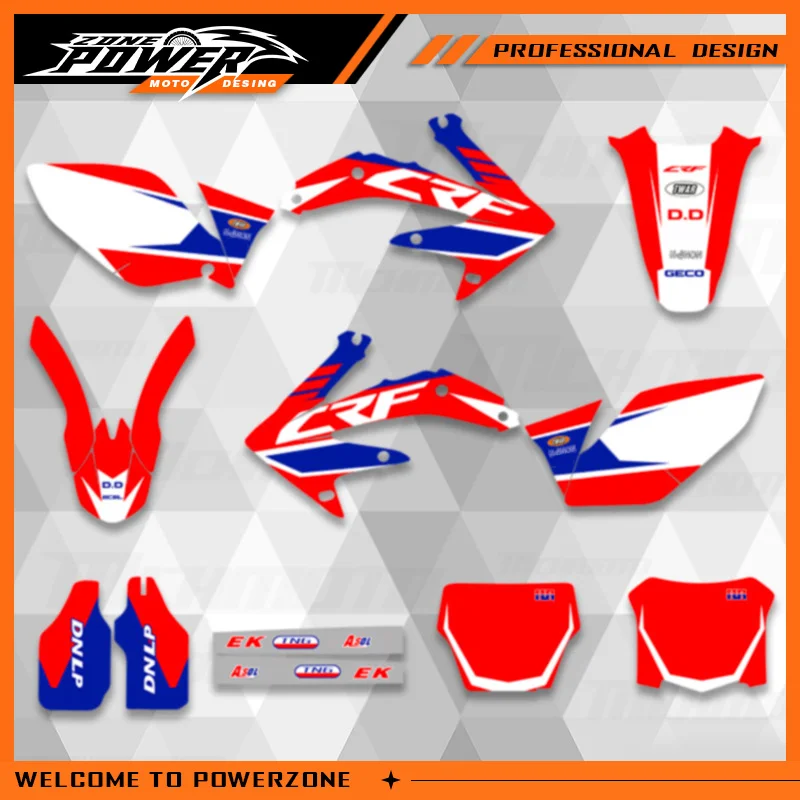 Powerzone For Honda CRF 450R 2005 2006 2007 2008 CRF450 CRF 450 Full Graphic Decals Stickers Motorcycle Background Custom Number