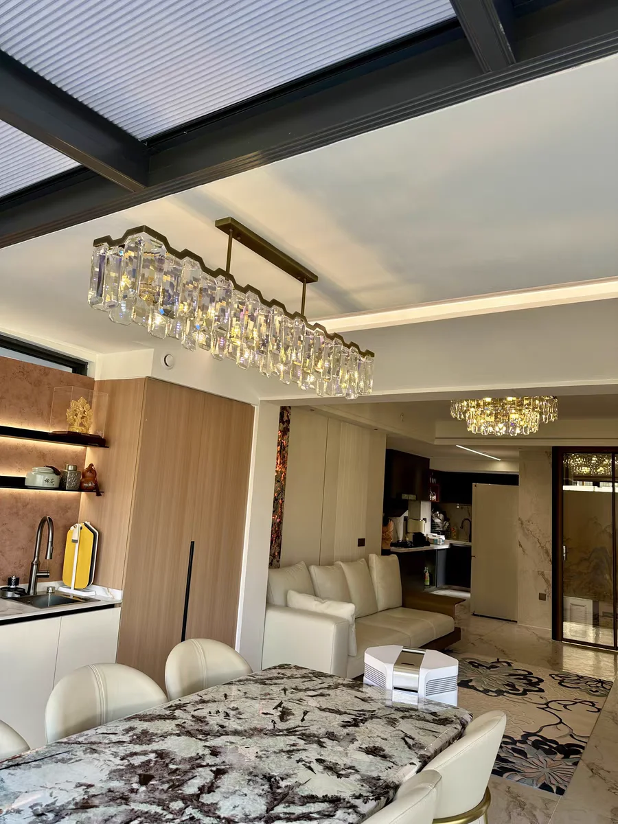 غرفة المعيشة الفاخرة الحديثة الخفيفة الملونة كريستال قلادة مصمم غرفة نوم غرفة الطعام الفاخرة شخصية الفن نمط جديد #3
