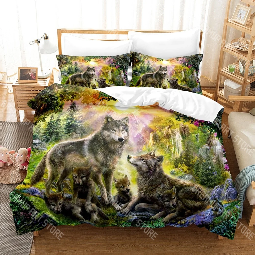 Fashion Animal Wolf Bedding Set Single Twin Full Queen King Size Bed Set Kids Bedroom Duvetcover Sets Bed Sheet Set