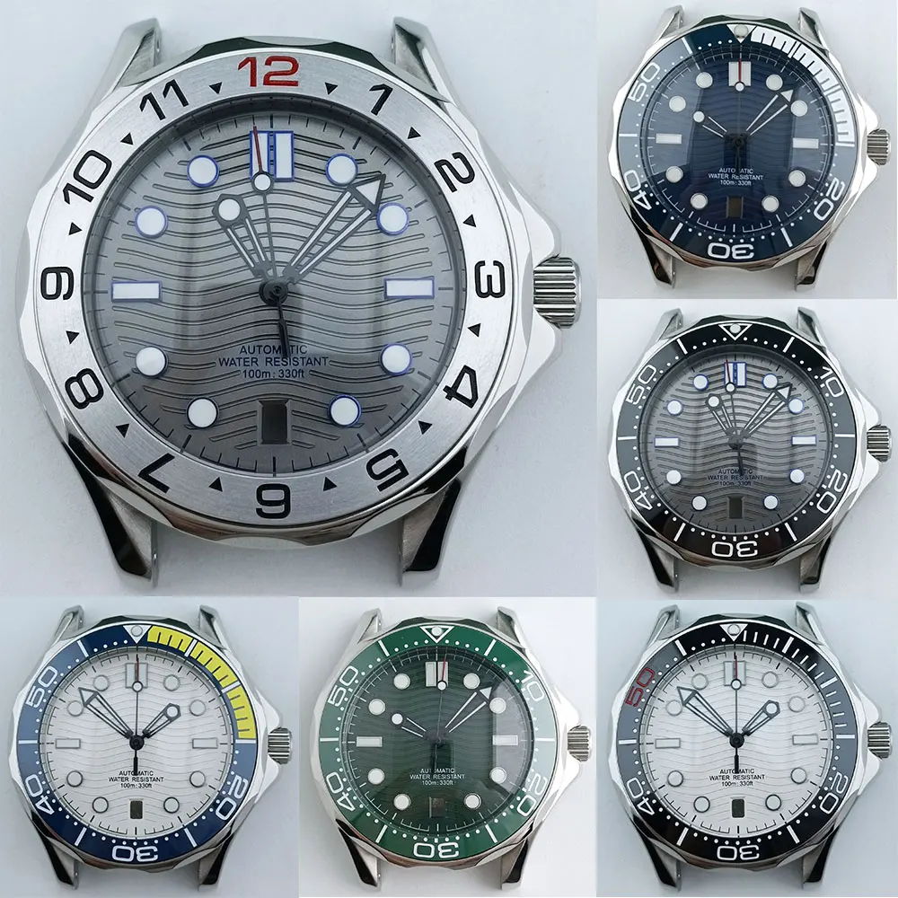 42mm NH35 Diving Watch Stainless Steel Sapphire Crystal Case for NH35 Automatic Movement 10bar Waterproof Transparent Back Case