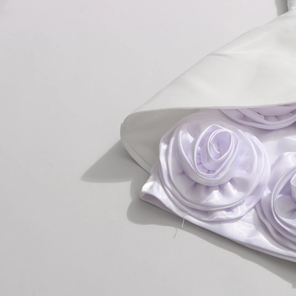 Falda corta sin tirantes ceñida con cintura rosa, nueva ropa de invierno para mujer, vestido tridimensional de Color sólido con flores, 2025