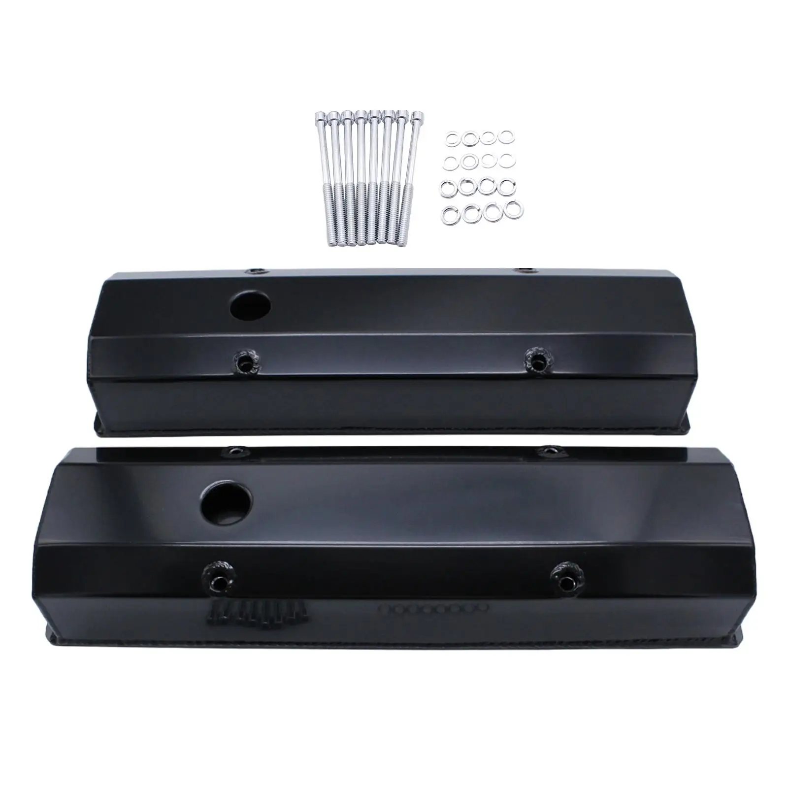 2x Valve Covers Repair Tall Valve Covers with Rings Spare Part Assembly Screws for Chevy SB 283 305 327 350 383 400 Engines