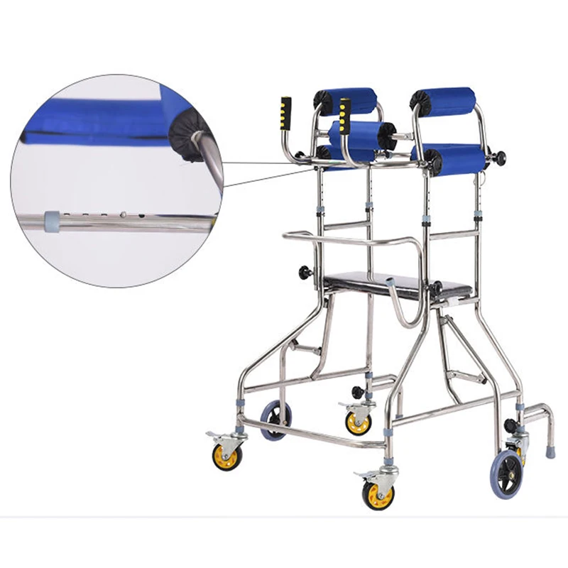 6 Wheels Walkers for the Elderly Walker Old People Walking Stick Walking Rehabilitation Device Anti-backward Rollover Shelf