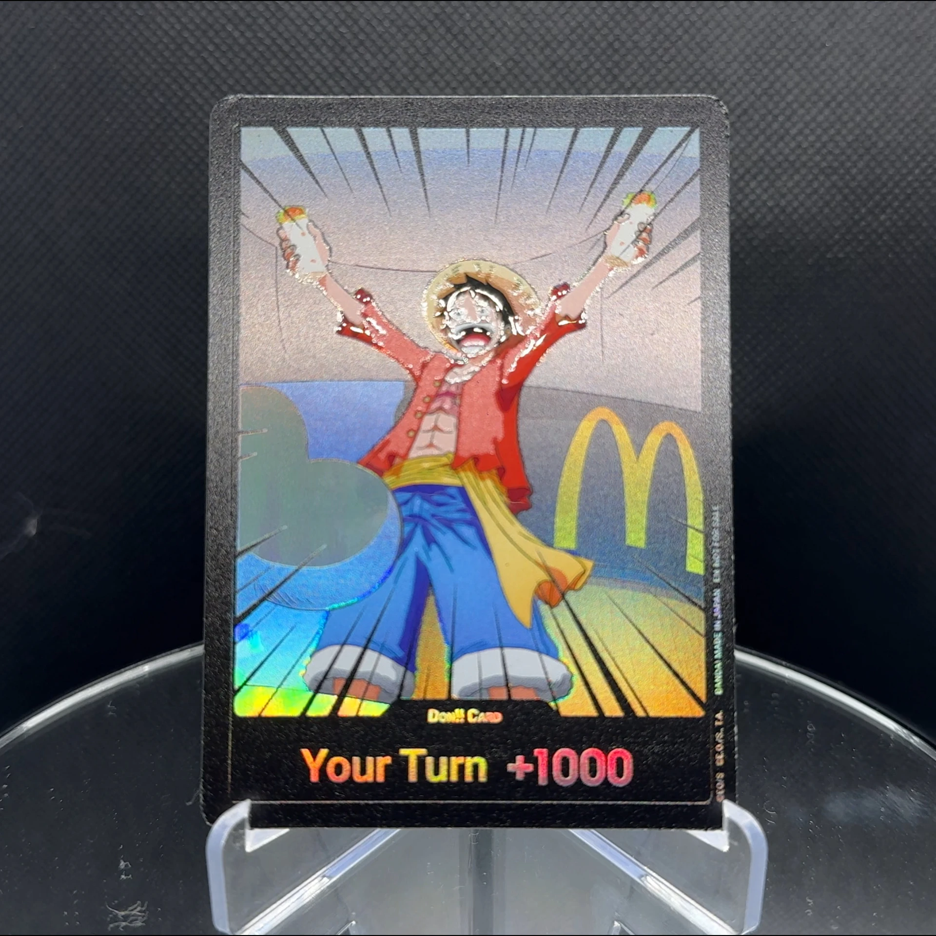 

Holographic One Piece TCG OPCG English DON card Luffy x McDonald's Cards Textured Foil Card