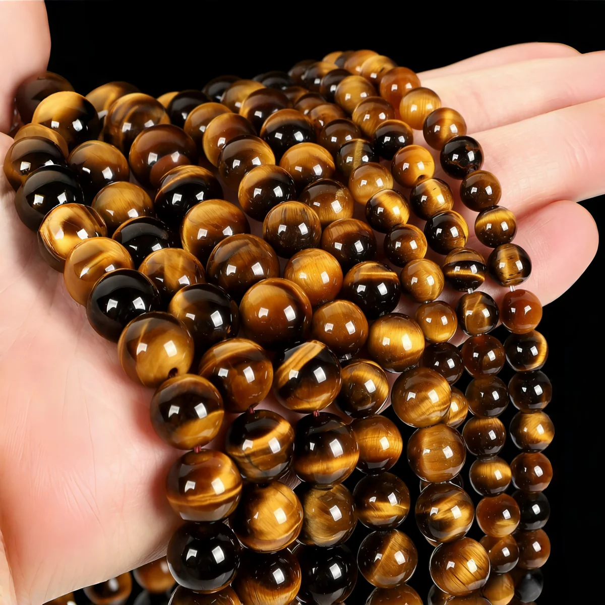 

4 6 8 10 12MM Natural Stone Yellow Tiger Eye Stone Beads Round Loose Spacer Bead for Jewelry Making DIY Bracelet Necklace 15"