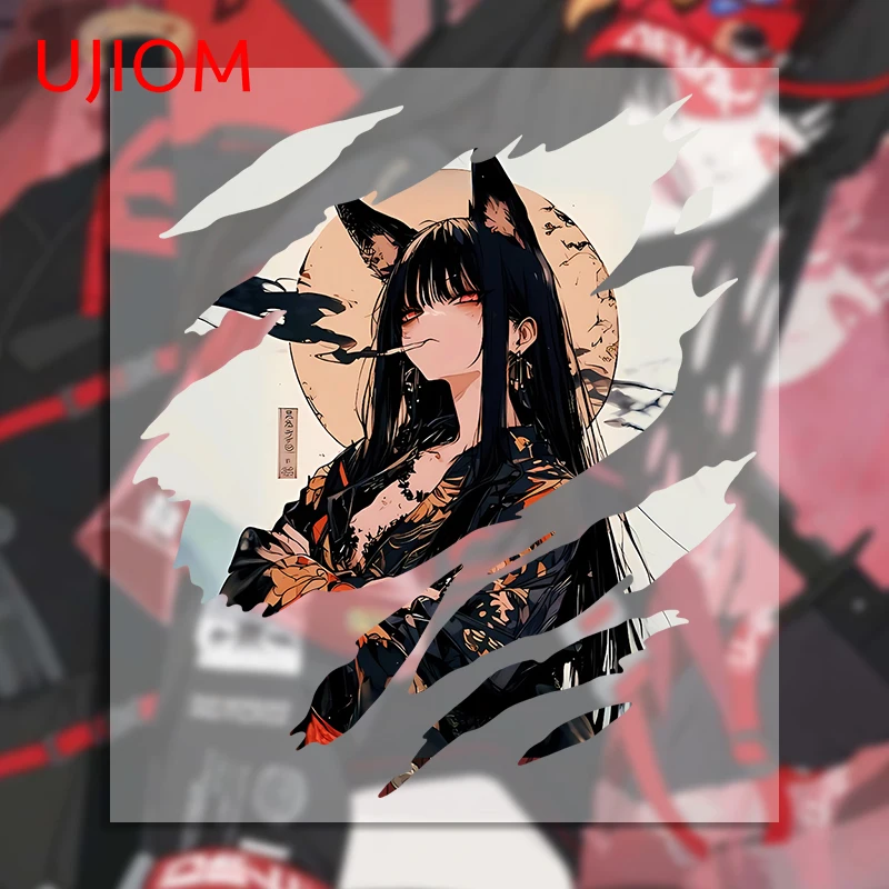 UJIOM Fox Ear Girl Tattoo Girl Wall Sticker Fashion Naughty Attractive Creative Graphics Decal Vinyl Suitable For Smooth Surface